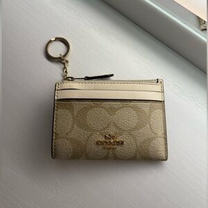 Coach Cream Key Card Holder with Monogram